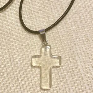 Clear Cross Pendant Necklace